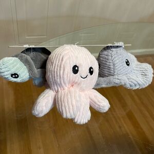 Smoochy Pet Pals ~ Turtle 🐢 Octopus 🐙  Ray. Set Of 3 ~ Squeaky/Crinkle .